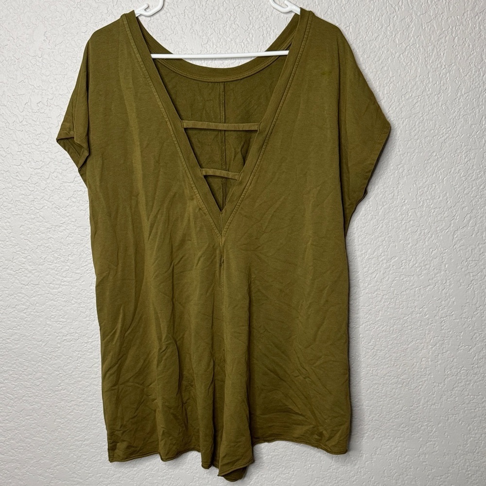 Anthropologie LaBiz Pocket Romper Size 8 Shorts Short Sleeve Baggy Low Back - Picture 3 of 6